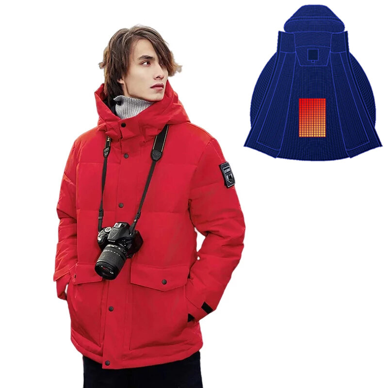 COTTONSMITH Giacche riscaldate intelligenti Controllo a 4 marce Cappotto per gilet da uomo all'aperto Giacche con cappuccio per riscaldamento elettrico USB Abbigliamento termico invernale caldo