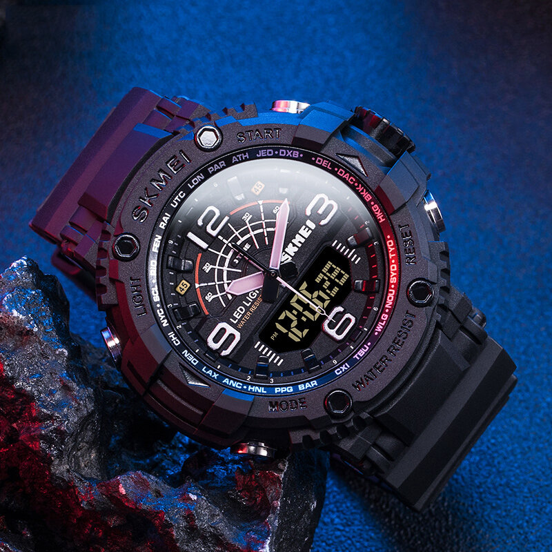 

SKMEI 1617 Светодиодный Спортивные мужские цифровые часы 5ATM Водонепроницаемы Секундомер Камуфляж Dual Дисплей Часы
