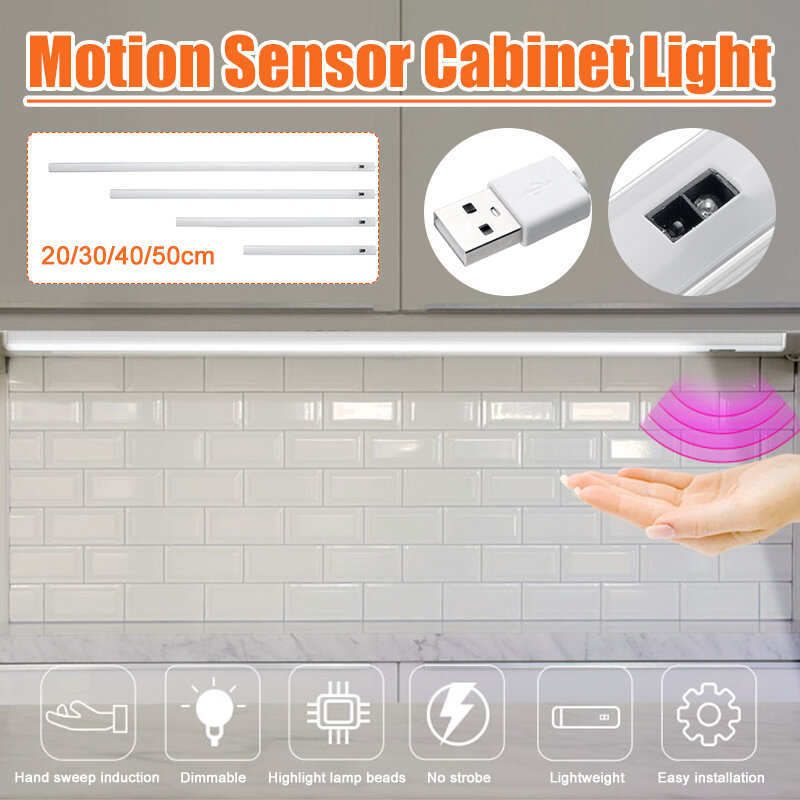 20CM 30CM 40CM 50CM USB Intelligent Hand Sweep Motion Sensor LED Cabinet Light Stairs Wardrobe Lamp DC5V