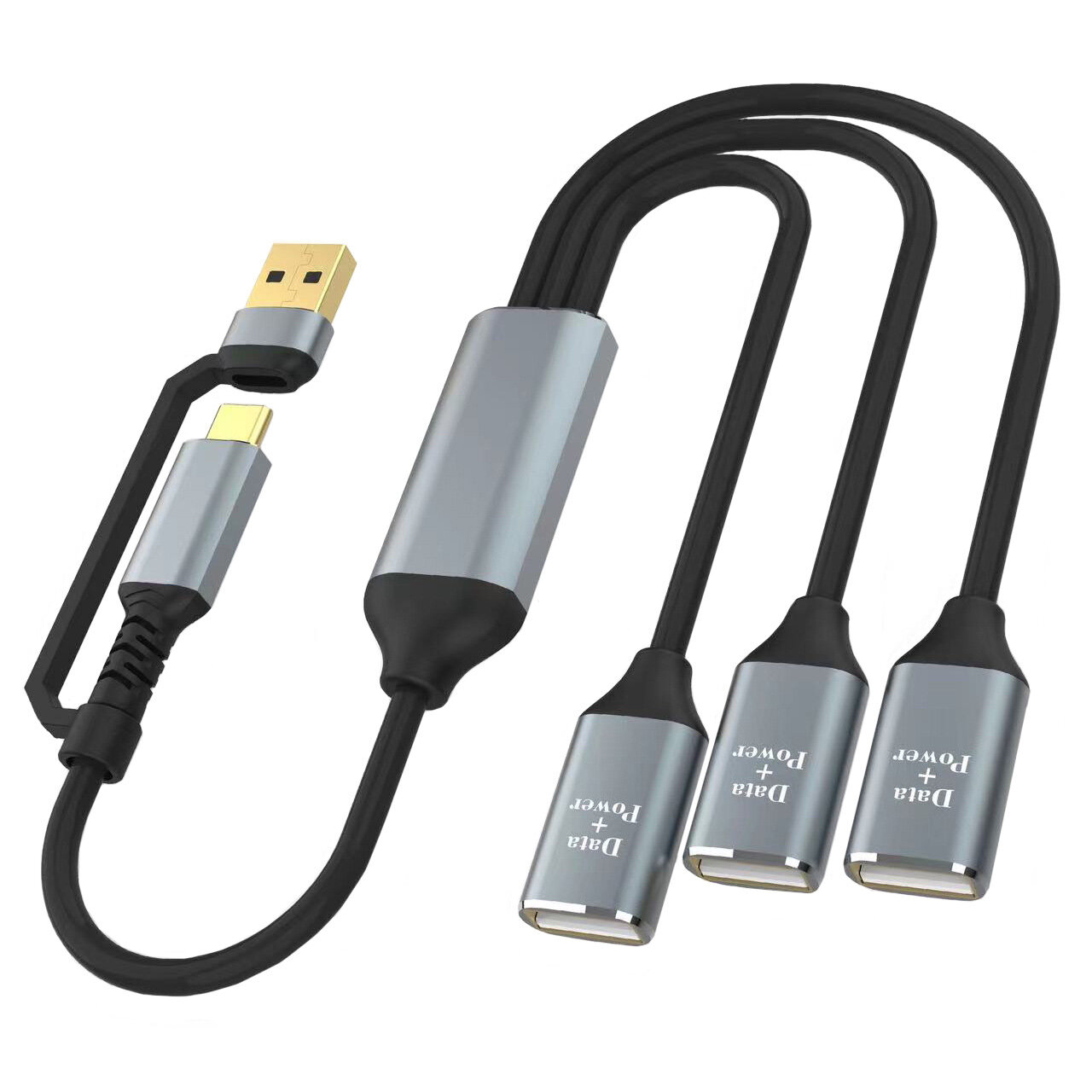 

3-in-2 Multifunctional USB-C Hubs USB/Type-C Male to USB2.0*3 Female Multi Splitter Adapter OTG USB Power Adapter for La