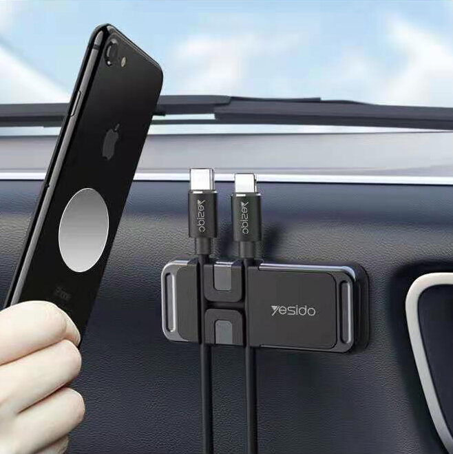 

Yesido C113 Universal Cable Organizer Magnetic Sticky Mobile Phone Holder Zinc Alloy Car Dashboard Wall Phone Stand for