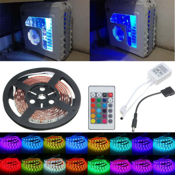 0,5 / 1 / 1,5 / 2M RGB 5050 16 kleuren LED Strip Computer Chassisverlichting + Afstandsbediening
