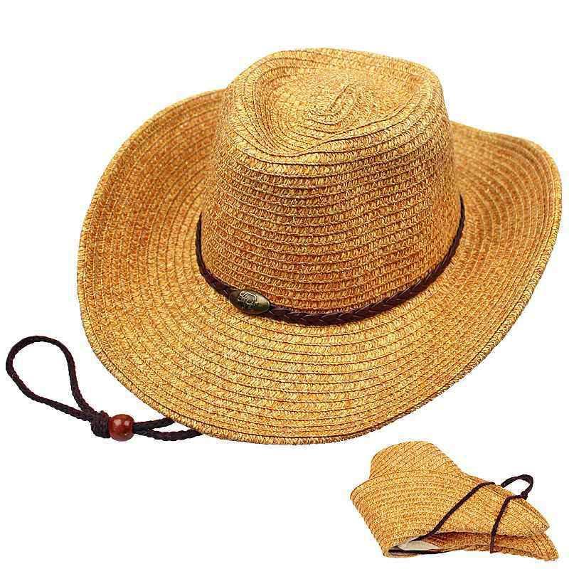 Unisex Panama opvouwbare stro cowboyhoed Classic Western Beach Sun brede rand emmer caps
