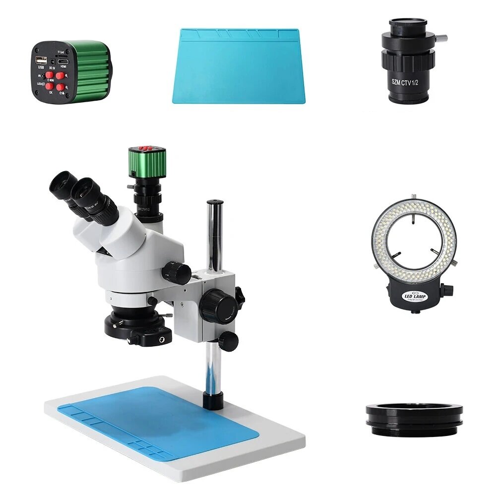 

HAYEARHY-5200D 7X-45X Simul-Focal Trinocular Stereo Microscope 24MP HDMI Digital USB Industry Microscope Video Camera