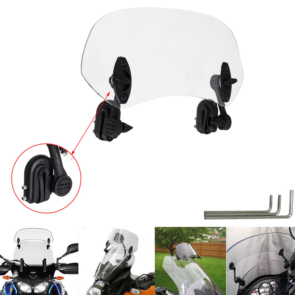 Universal Motorcycle Clip On Windshield Screen Extension Spoiler Wind Deflector