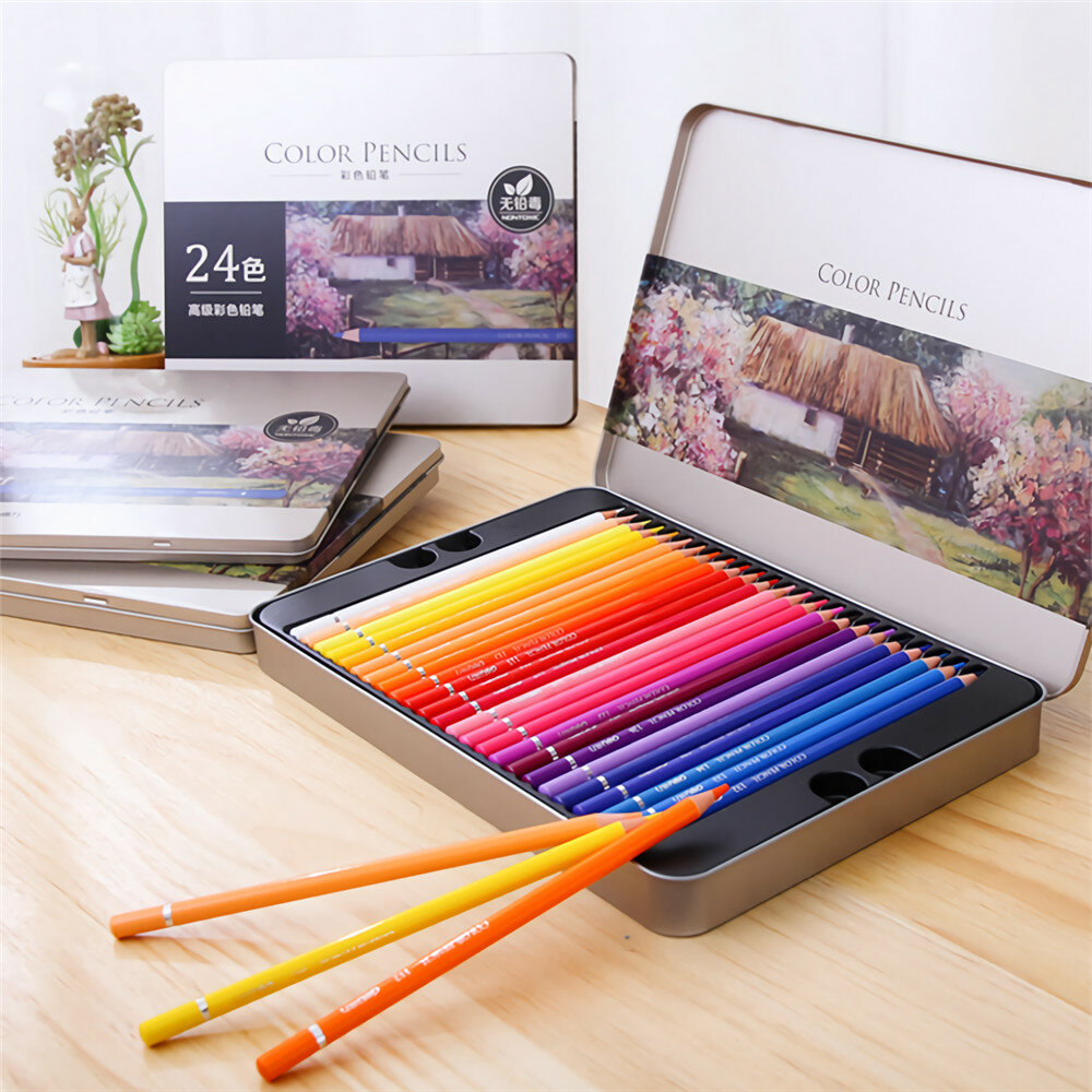 Deli24/36/48/72 Colors Pencil Set Wood Oily Color Lead Set Stationery Sketching Painting For School Students Supplies