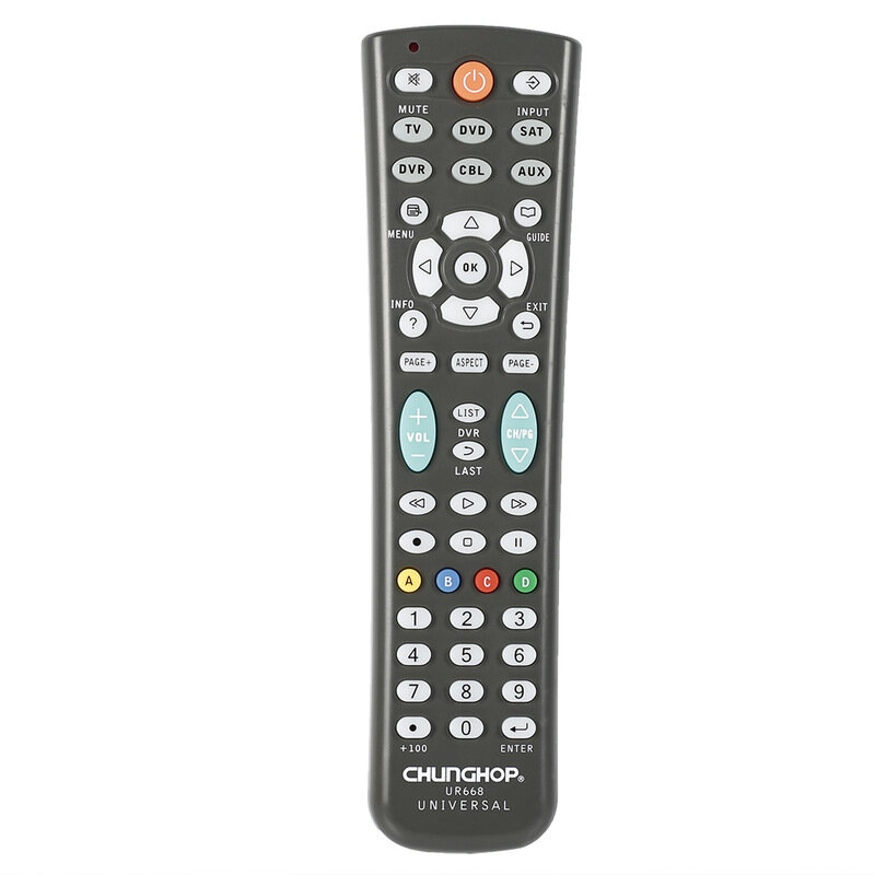 Universal Remote Control for Chunghop UR668 TV DVD SAT DVR CBL AUX Operating 6 Devices Controller