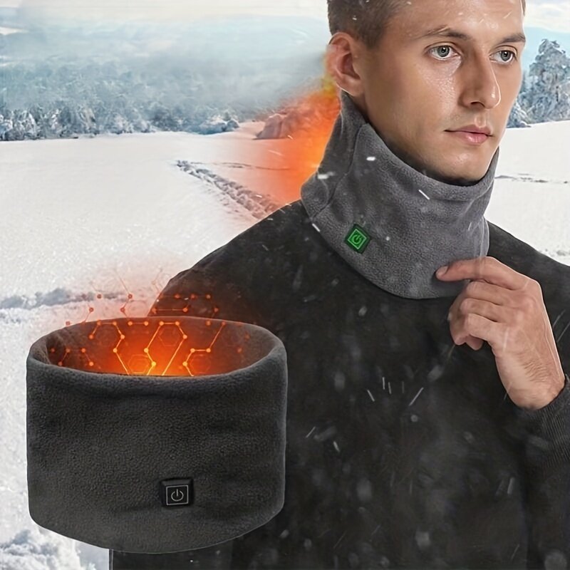 Écharpe chauffante TENGOO 3 vitesses chauffante électrique réglable, intelligente, hiver chaud, rechargeable via USB, col en peluche pour hommes et femmes
