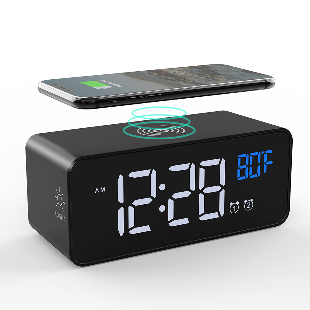 Bakeey 15W 10W 7.5W 5W Desktop Alarm Clock Wireless Fast Charging Charger For Qi-enabled Smart Phone