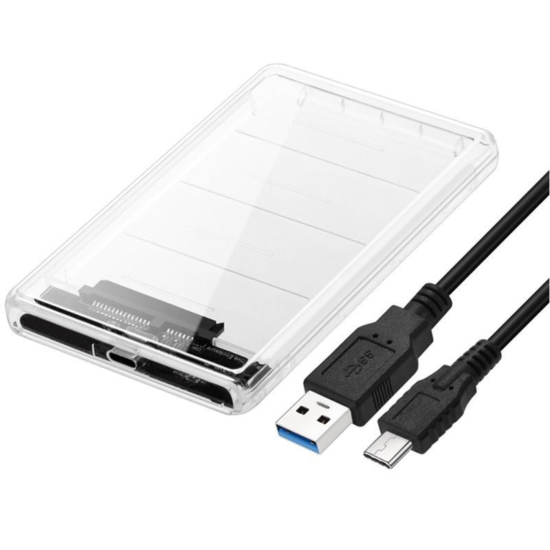 2.5inch Transparent Type-C to SATA External HDD SDD Hard Drive Enclosure Hard Disk Case Box