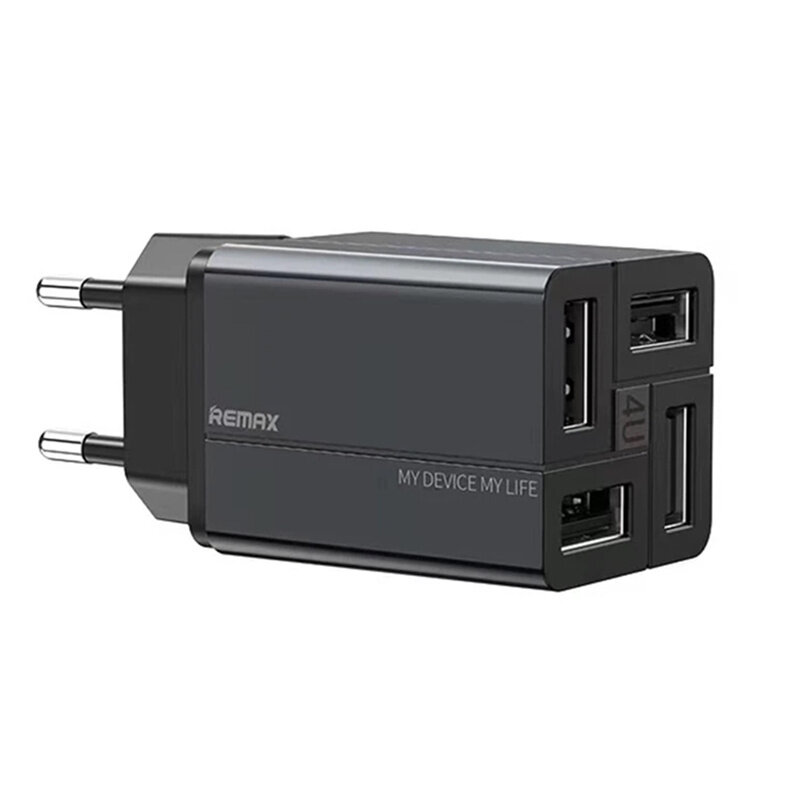 Remax USB-oplader 3.4A voedingsadapter EU / VK-stekkeradapter met 4-poorts USB voor telefoon Laptop 