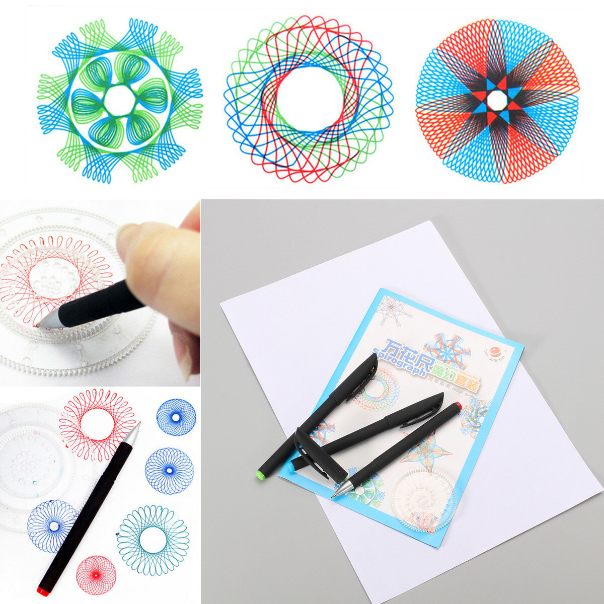 25Pcs Spirograph Deluxe Design Set Creative Drawing Spirograph Original Design Cyclex Shapes Kit for