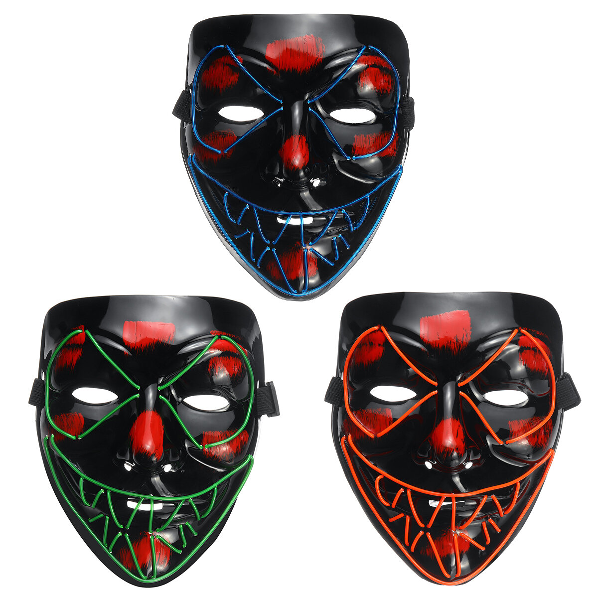 Skeletmasker EL Wire Light Up Skull Mask voor Halloween-kostuumaccessoire
