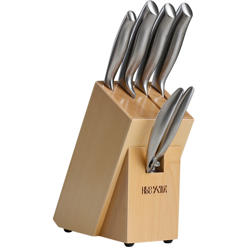 Huohou 6 Pcs Steel Kitchen Knife Set Long-lasting Sharp Chopper Scissor Slicer Fruit Knife Bone Slicing All-purpose Chef