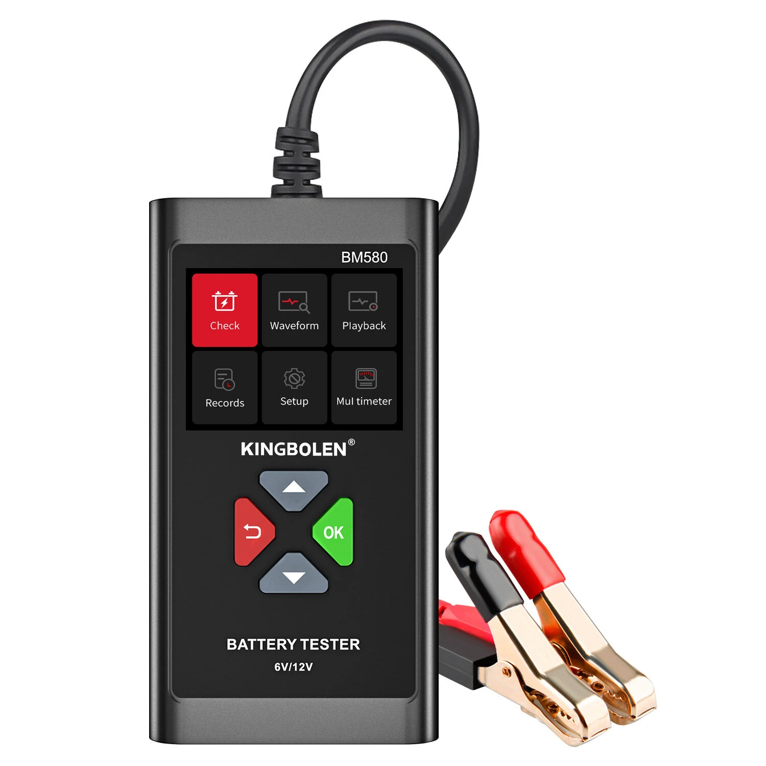 Kingbolen BM580 Car Battery Analyzer Tester 6V 12V 100 2000CCA Reversible Access Clip Voltmeter Voltage Checker Ripple Test