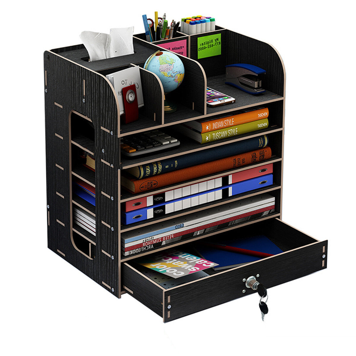 

Wooden File Books Holder Bookshelf Desktop Organizer Storage Shelf File Tray Pen Pencil Holder Office School Home Suppli