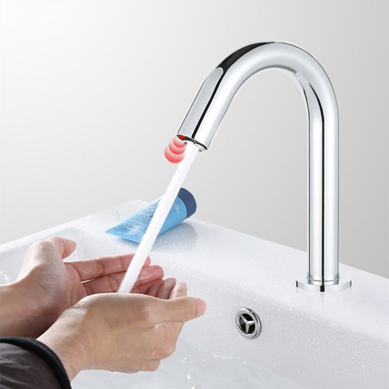 RONGWO Automatic Infrared Sink Faucet Touchless Free Sensor Faucet Handfree Water Saving Inductive E