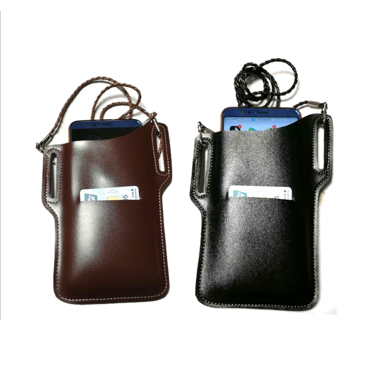 غطاء جلدي محمول للهاتف المحمول العالمي للسيارة ، حقيبة تخزين للخصر والكتف مقاومة للماء في الهواء الطلق.
