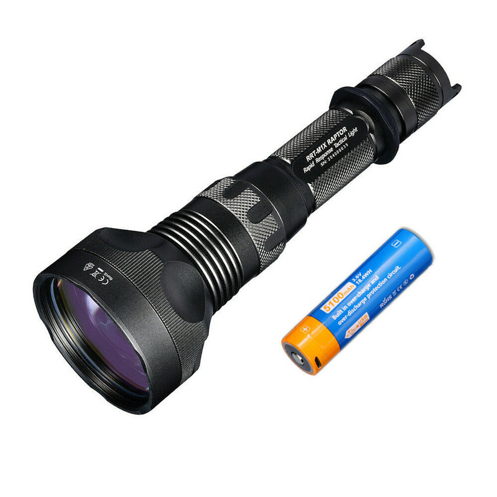 JETBeam RRT-M1X 2.3KM Rotary Switch Long Throwing 480LM LEP Spotlight IPX8 Waterproof Tactical Search Flashlight With USB Charging 21700 Battery