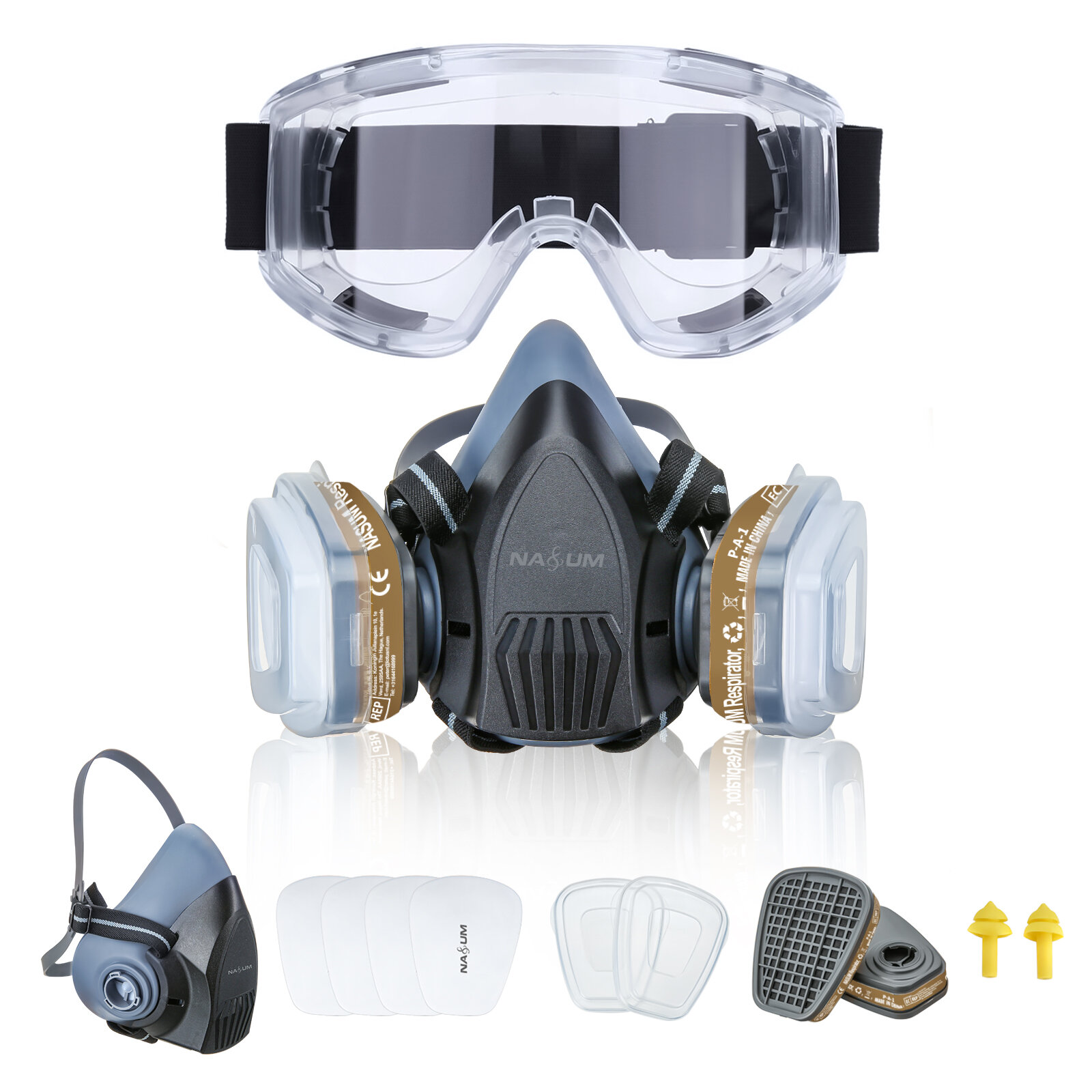 NASUM-masker met veiligheidsbril PVC-elastisch verstelbaar werkmasker Decoratief schilderen Lassen B