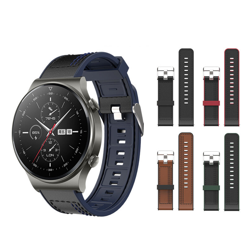 Bakeey 22 mm siliconen lederen horlogeband voor HUAWEI Honor GS Pro Smart Watch