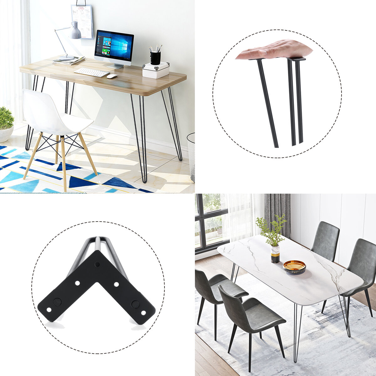 4Pcs 28 Inch Iron Metal Table Desk Leg DIY Handcrafts Sofa Furniture Table Leg Anti Slip Support Legs Set