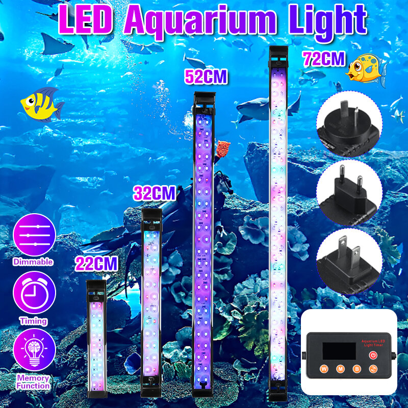 52 CM Super Slim RGB LED Aquarium Verlichting Waterplant Licht Aquarium Lamp Waterdichte Clip op Lam