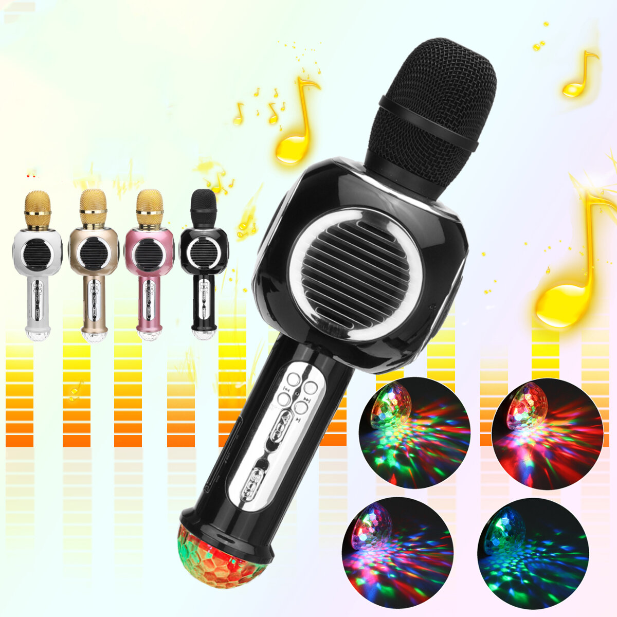 

Bakeey M8 Wireless Microphone 2*13W HIFI Stereo bluetooth Speaker 2600mAh Luminous Handheld KTV Mic Recorder for K Songs
