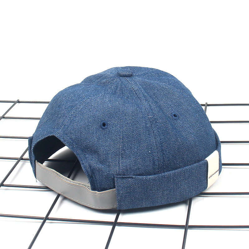

Mens Summer Street Trend Melon Hat Adjustable Breathable Solid French Brimless Hats Vogue Retro Skullcap Sailor Cap