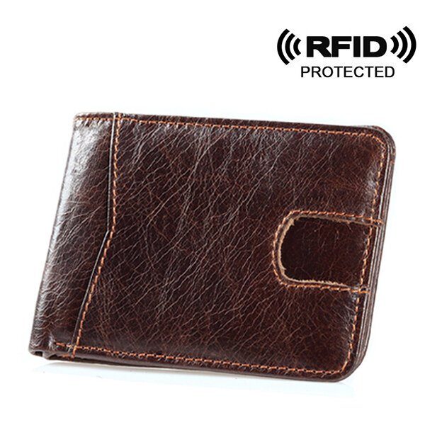 Men Genuine Leather RFID Wallet Security Card Set