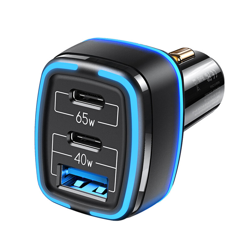 

USAMS US-CC141 C24 105W 3 Ports Dual USB + Type-C QC3.0 PD3.0 Fast Charging Car Charger for iPhone 12 Pro Max for Samsun