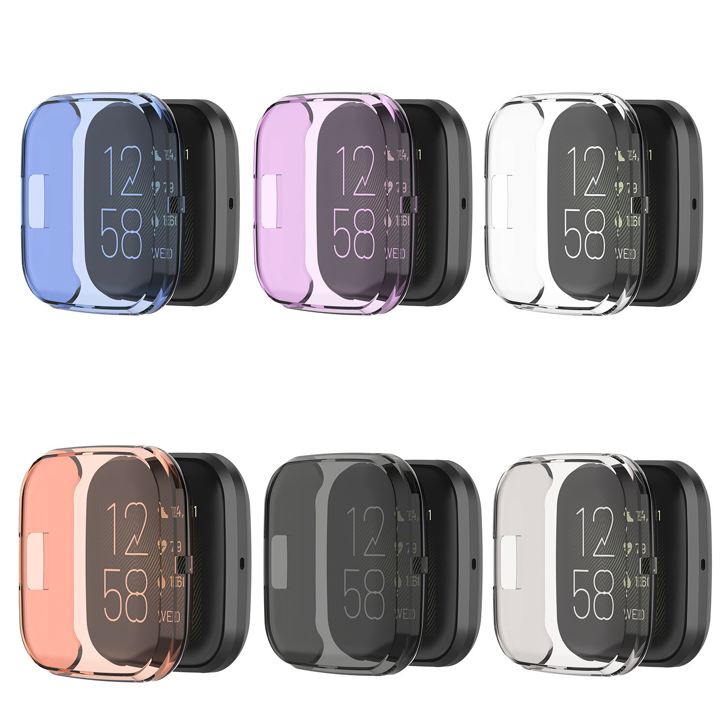 Bakeey Meerkleurig transparant Soft TPU-rubber all-inclusive horlogekastbeschermer voor Fitbit Versa