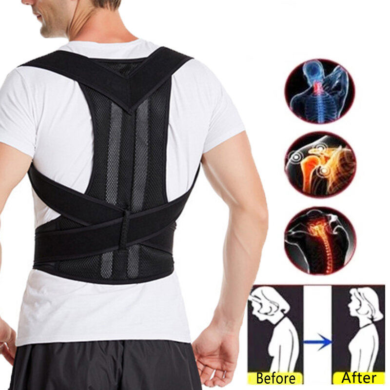 Imagen de Y005 Soporte ajustable para la espalda, cómodo corrector de postura transpirable para el hogar, la oficina y el deporte