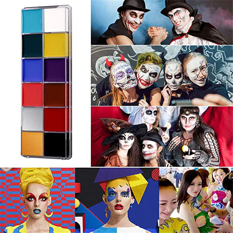 

12 Colors Face Body Paint Oil Face Painting Kits Professional Painting Halloween Party Fancy Make Up for Adults and Kids