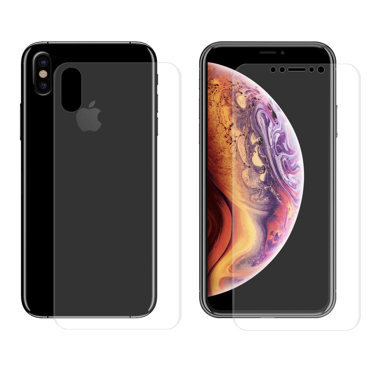 enkay front back rear screen protector for iphone xs max 3d curved edge hot bending soft pet ...