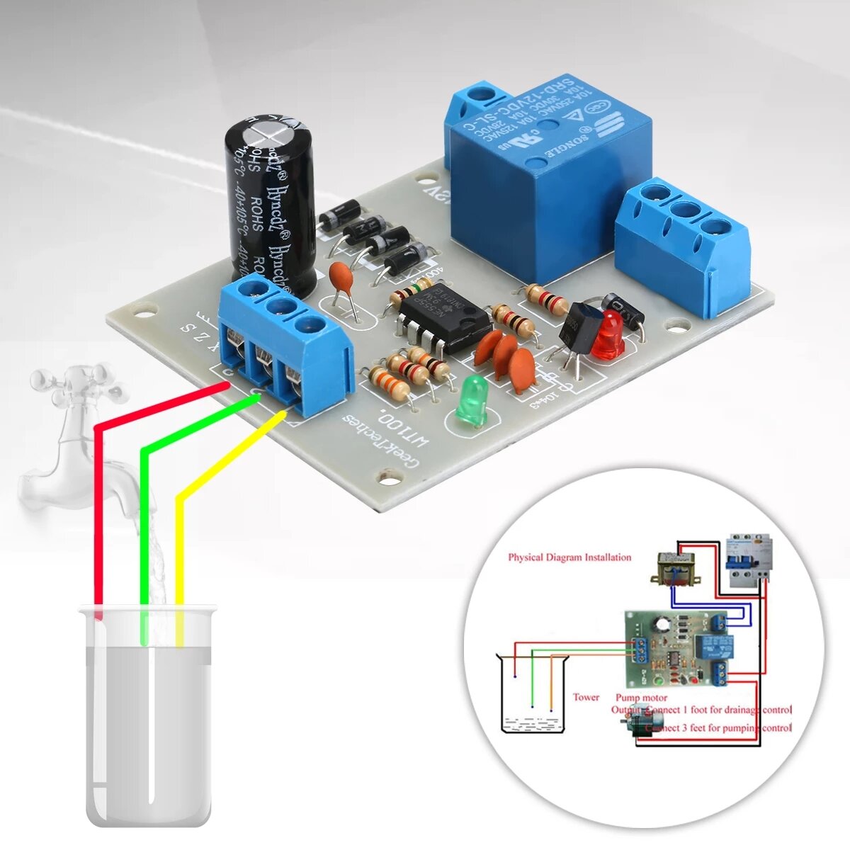 12V Automatic Water Liquid Level Controller Sensor Module Water Level Detection Sensor Pumping Drain