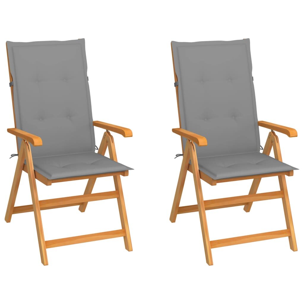 

Garden Chairs 2 pcs with Gray Cushions Solid Teak Wood