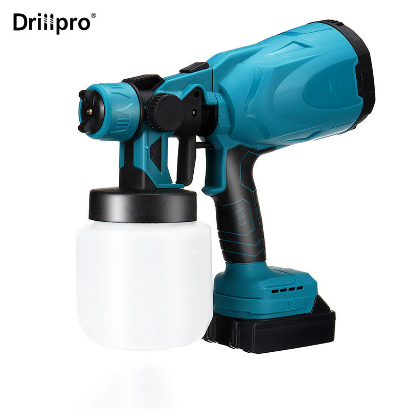 Drillpro 800mL Rood/Blauw Zuigtype Draadloze Verfspuit Elektrisch Verf Houtbewerking Spuitpistool