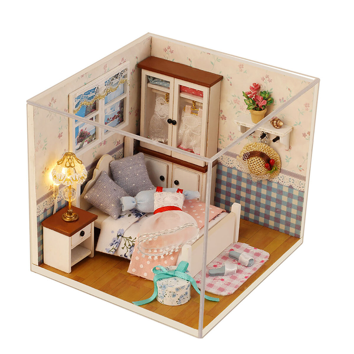 Handmade DIY Dollhouse With Tool Set 3D Scale Miniature LED Lights Kids Room For Children Gift Home 