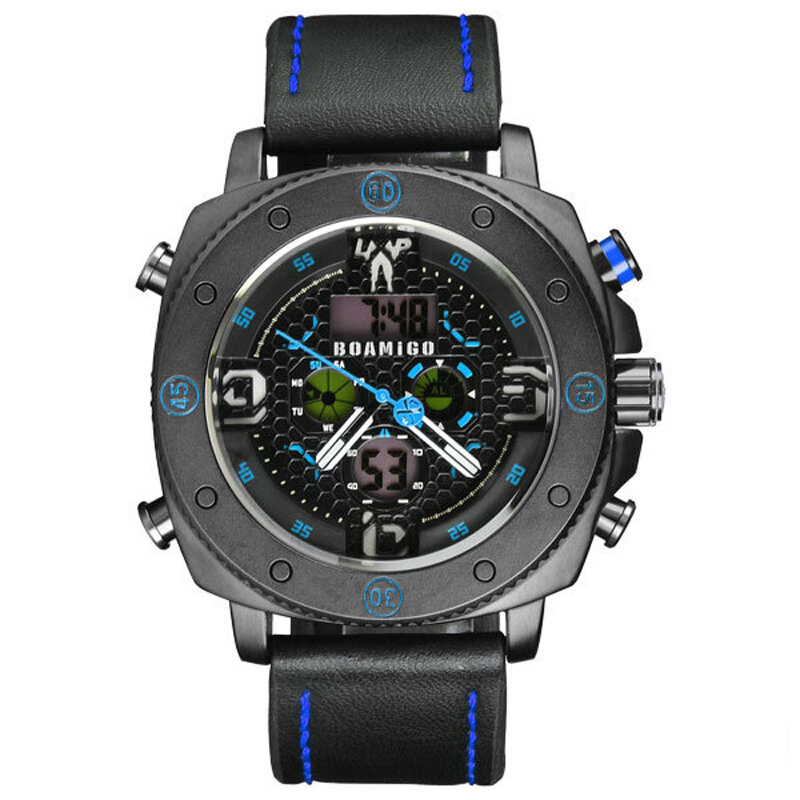 BOAMIGO F525 Mode Heren Digitaal horloge Creatieve wijzerplaat Lichtgevende weekweergave Chronograaf