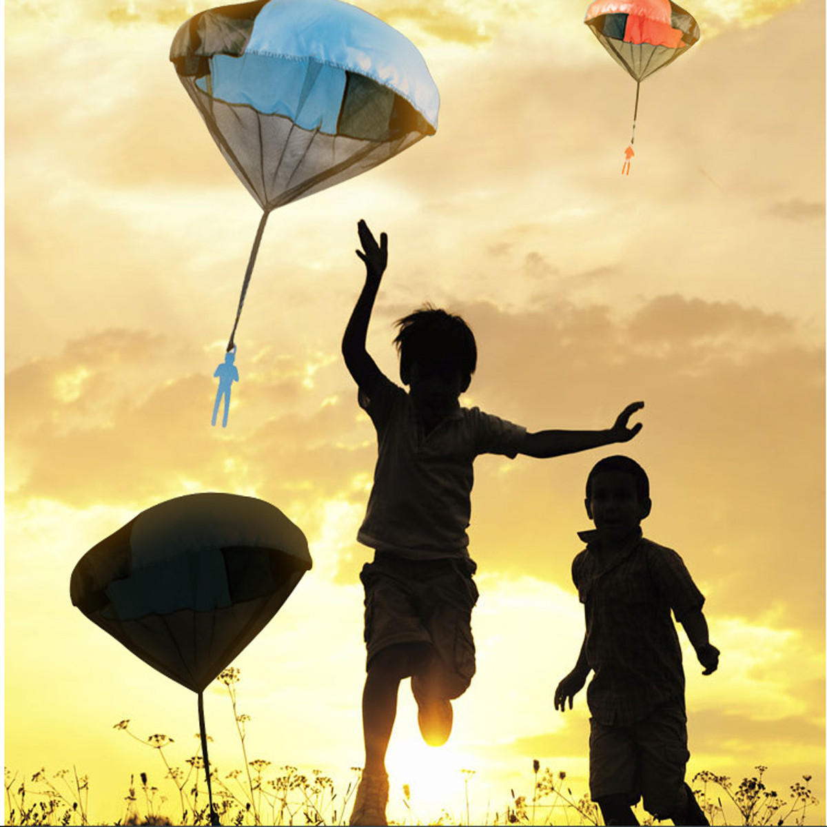 子供の手投げパラシュート凧屋外プレイゲームグッズ от Banggood WW