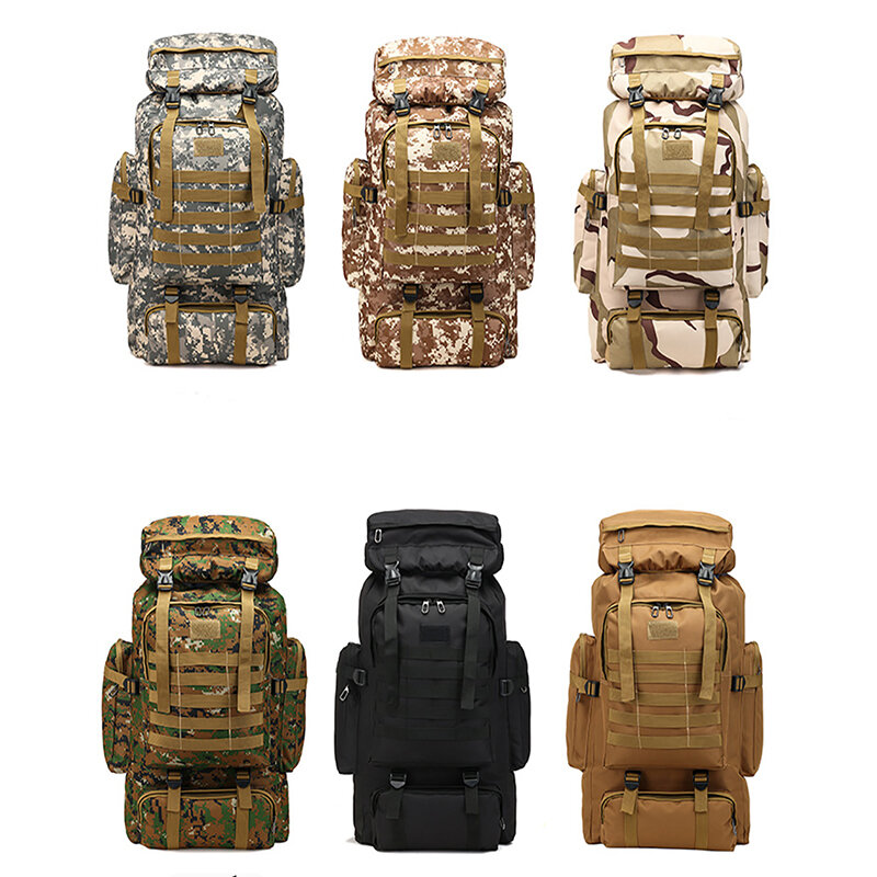 Voděodolný vojenský batoh pro venkovní aktivity s camouflage vzorem a velkým úložným prostorem
