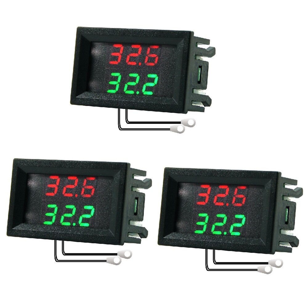 

3Pcs DC 4-28V 5V 12V 0.28 inch 0.28 " LED Display Dual Red+Green Digital Temperature Sensor Thermometer with NTC Probe C