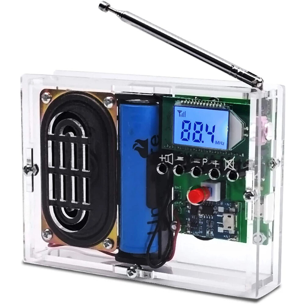 Kit Eletrônico de Receptor de Rádio FM DIY Módulo 76-108MHz Alto-falante de Rádio, Modificação de Freqüência, Display LC