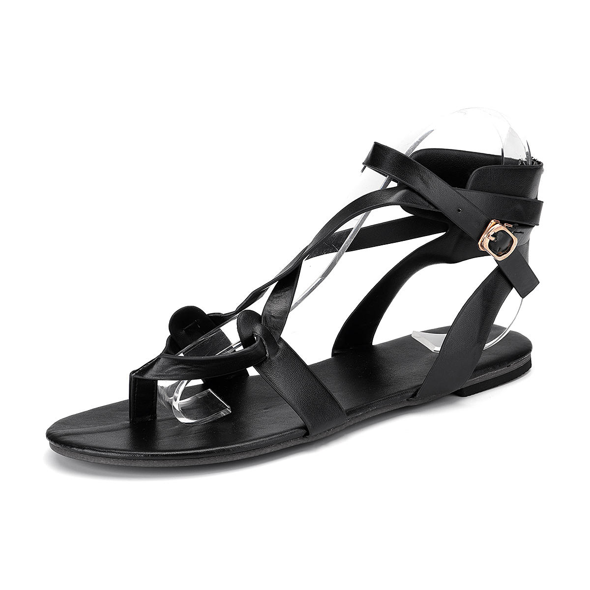 53% OFF on Large Size Roman Ankle Cross Strap Casual Clip Toe Sandals