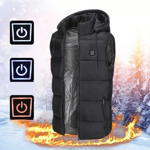 Jaqueta térmica elétrica USB Tengoo de 3 velocidades unissex com aquecimento em 2 locais Colete quente de inverno para atividades ao ar livre