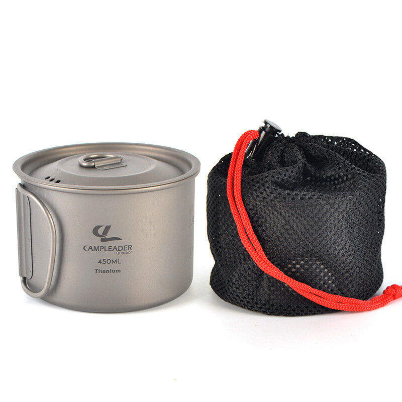 Campleader 450ml Folding Pot Titanium Cup Portable Drinking Water Mug Outdoor Camping Picnic BBQ Tab