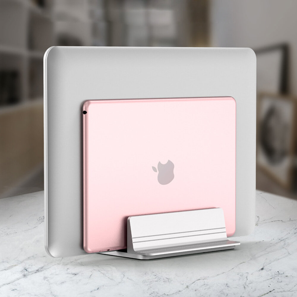 Verstelbare Verticale Laptop Stand Holder Desktop Aluminium MacBook Stand met Verstelbare Dock Groot