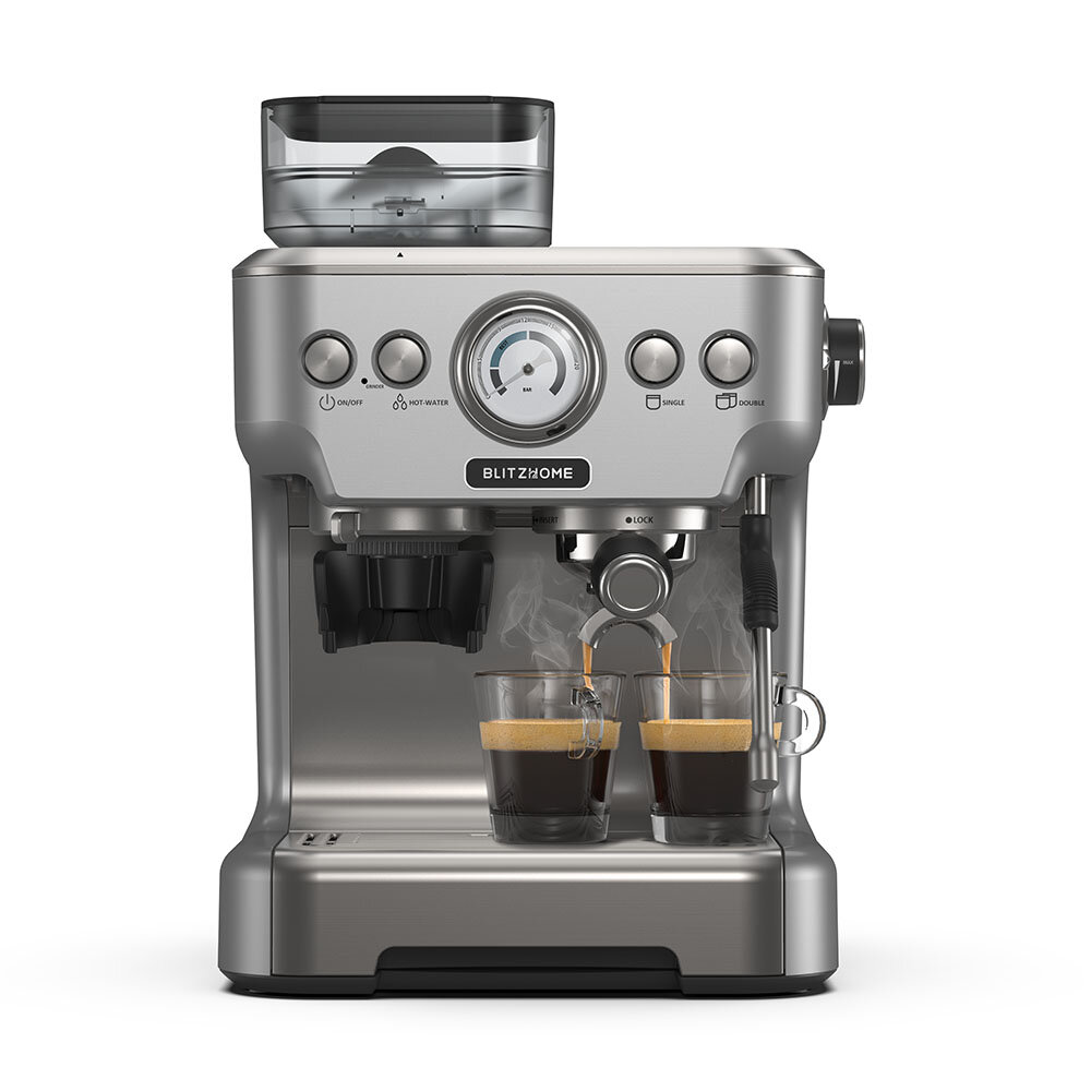 BlitzHome® BH-CMM5 1620W 20Bar Professional Espresso Machine Coffee Maker PID Smart Temperature Control Conical Burr Gri