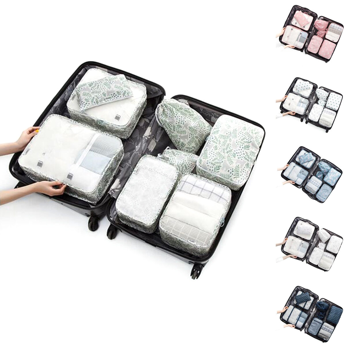 8PCS / Set Seyahat Valiz Düzenleyici Depo Torbaları Bavul Ambalaj Çantalar